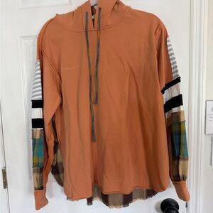 Three Bird Nest Rust Orange Hoodie with Teal Accent